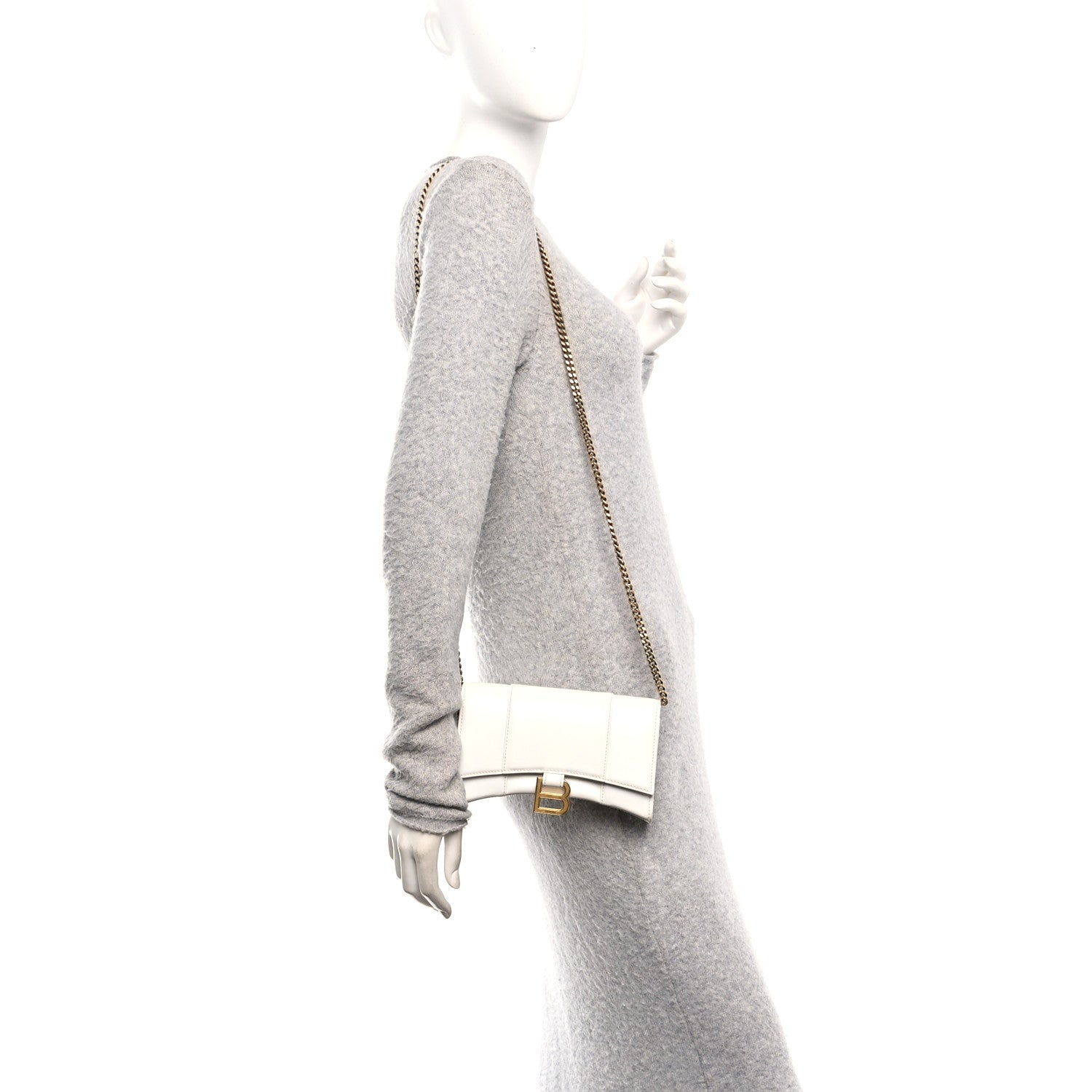 Balenciaga Shiny Box Calfskin Hourglass Chain Bag White 2 of 9