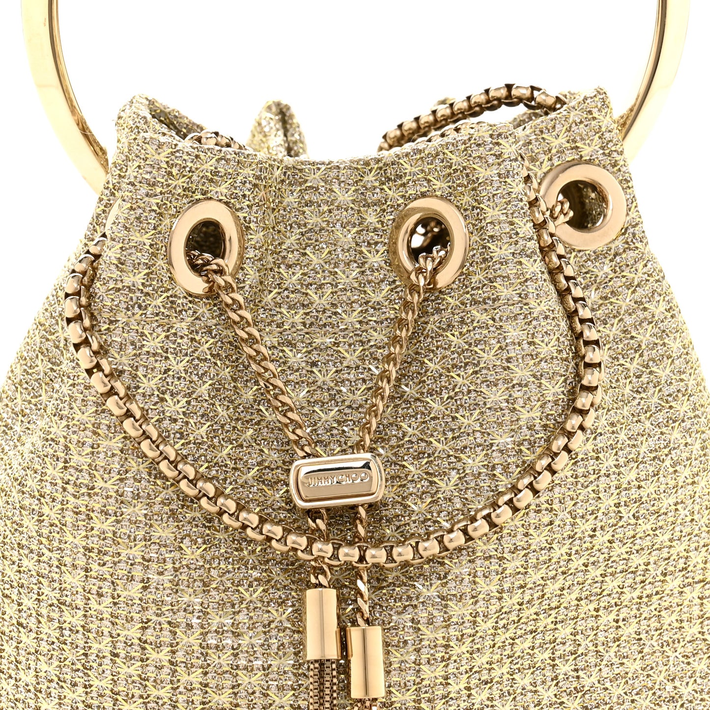 Metallic Woven Bon Bon Bag Champagne