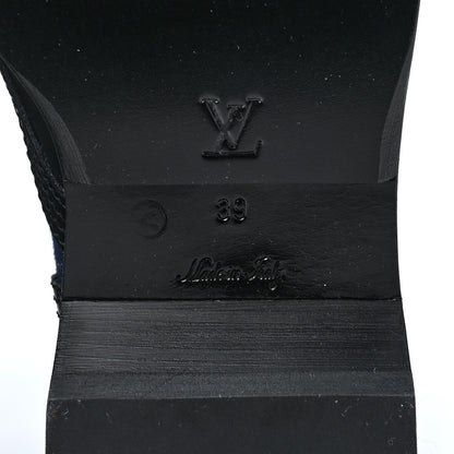 Louis Vuitton Denim Calfskin Metropolis Flat Ranger Boot 39 Navy Blue 6 of 8