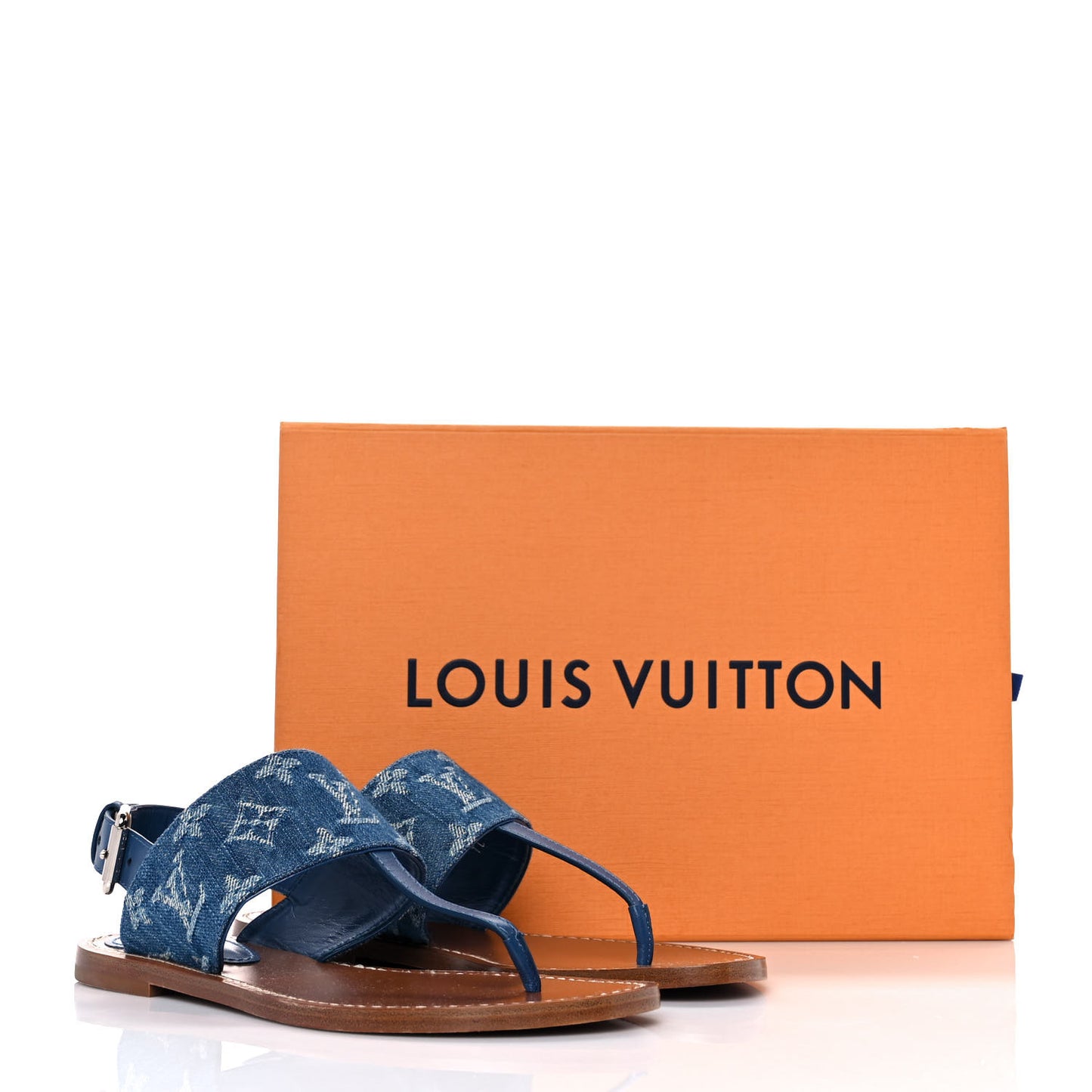 Denim Monogram Sandals 36 Blue