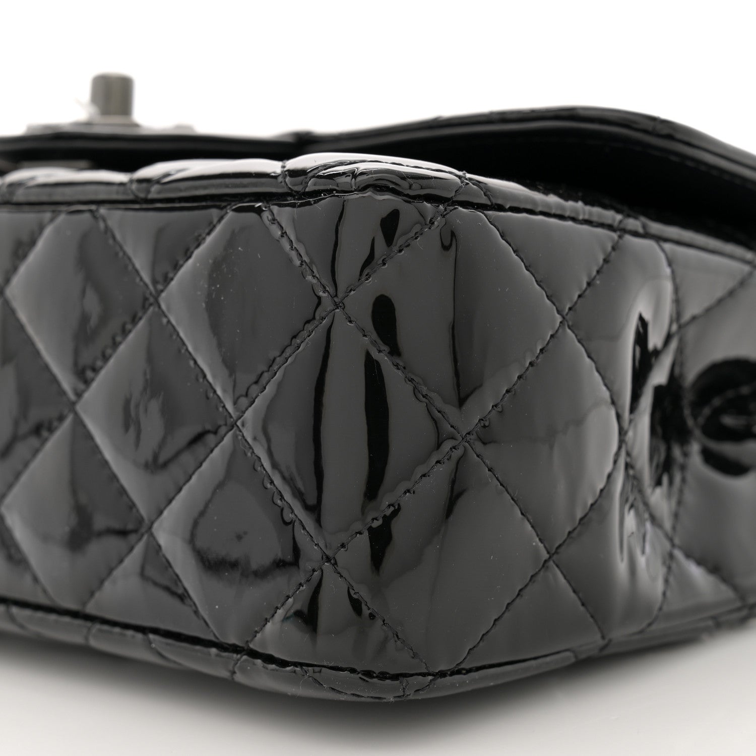 Chanel Patent Calfskin Quilted Mini Rectangular Flap So Black 10 of 11