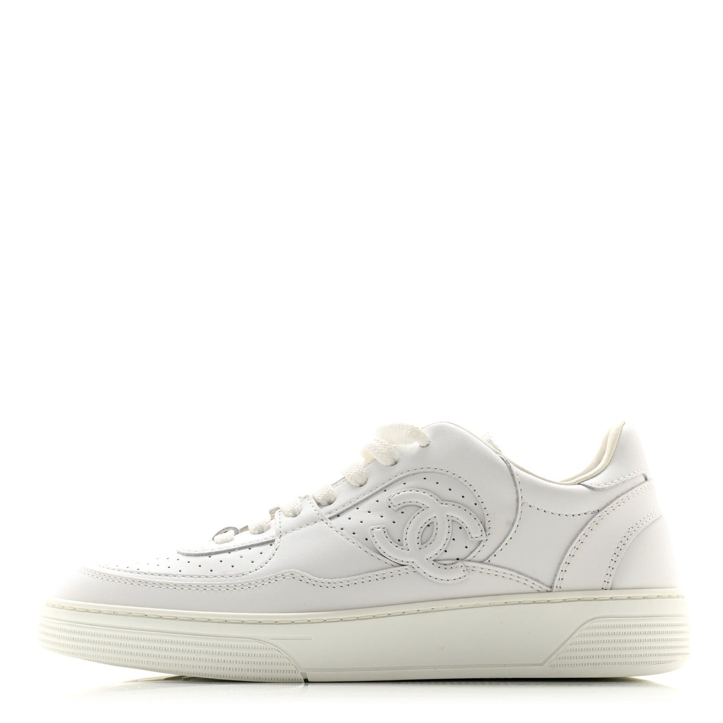 Calfskin CC Womens Sneakers 36 White