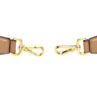 Fendi Jacquard Ribbon Vitello King FF Bi-Color Intreccio Adjustable Strap You Poudre Cuoio Miele Scuro 4 of 5