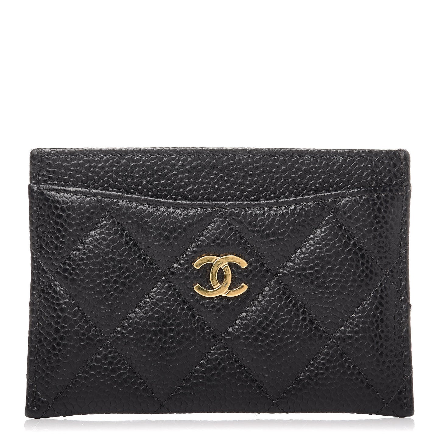 Caviar Quilted Card Holder Black