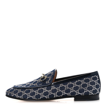 Gucci Denim Crystal GG Monogram Horsebit Womens Jordaan Loafers 39.5 Deep Blue Blue Milad 1 of 12