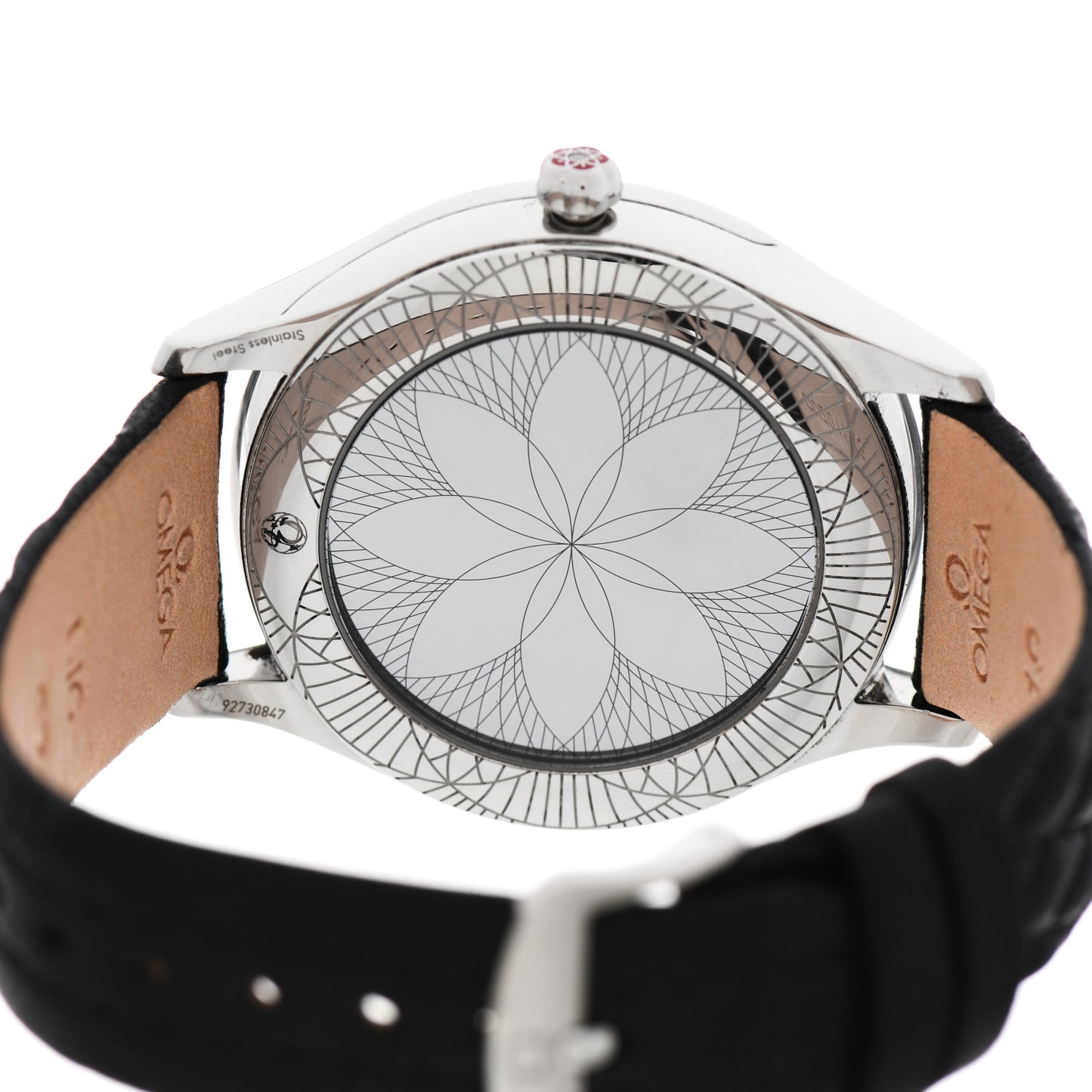 Stainless Steel Calfskin Diamond Bezel 39mm De Ville Trésor Quartz Watch Black 	428.17.39.60.01.001
