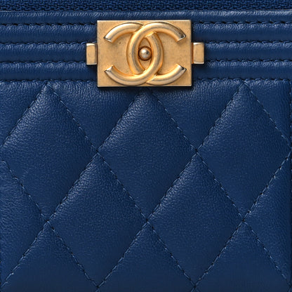 Chanel Lambskin Quilted Boy Zip Around Coin Purse Wallet Blue 8 of 8
