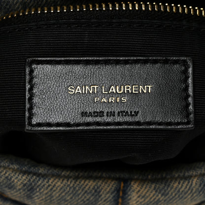 Saint Laurent Denim Quilted Toy Loulou Puffer Monogram Chain Satchel Blue Cinnamon 6 of 10