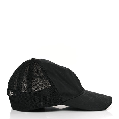 Gucci Nylon Light Mesh Dollar Calfskin GG Monogram Baseball Hat L Black 4 of 8