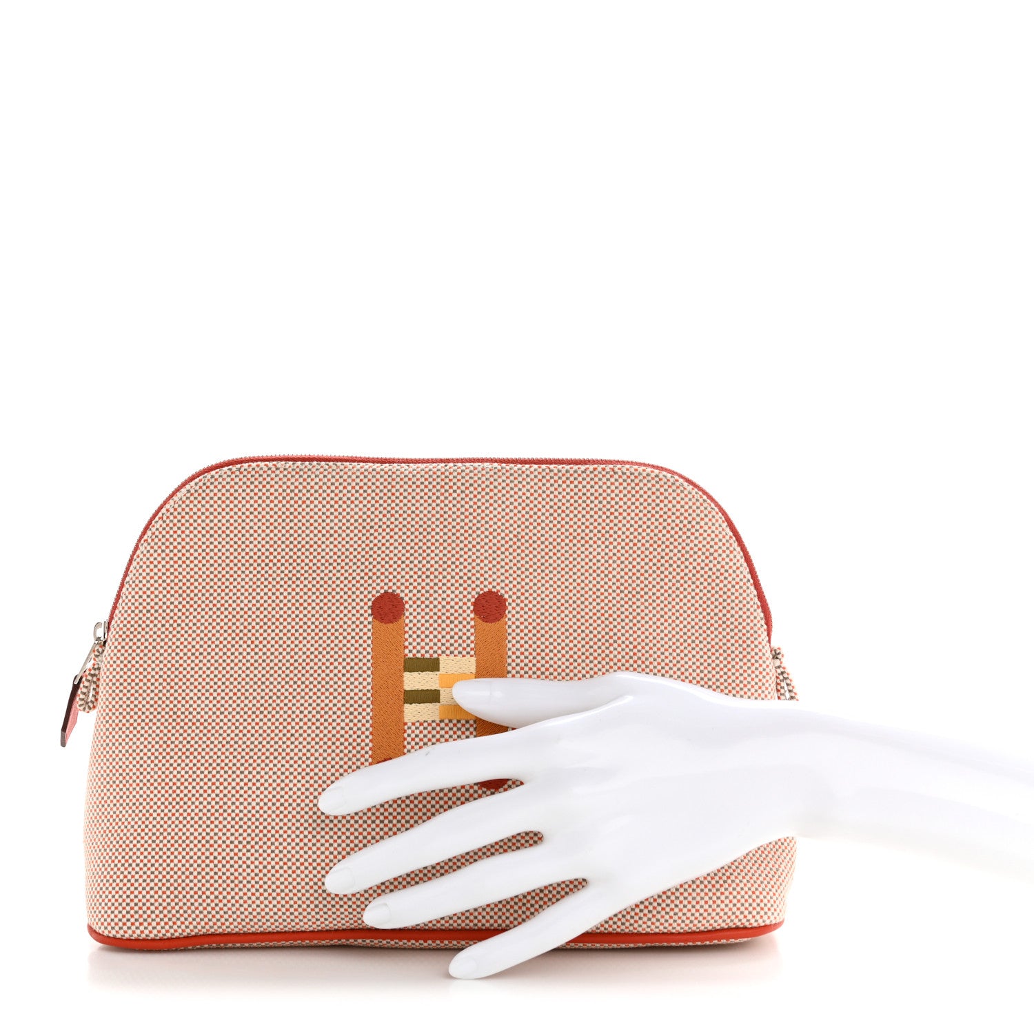 Hermes Cotton Canvas Crazy H Medium Bolide Case Orange Ficelle 2 of 6