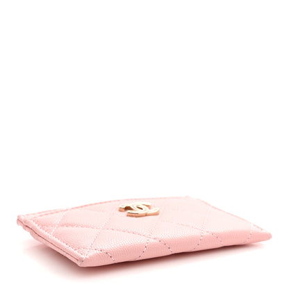 Chanel Caviar Quilted Crystal CC Logo Card Holder Light Pink 4 of 7