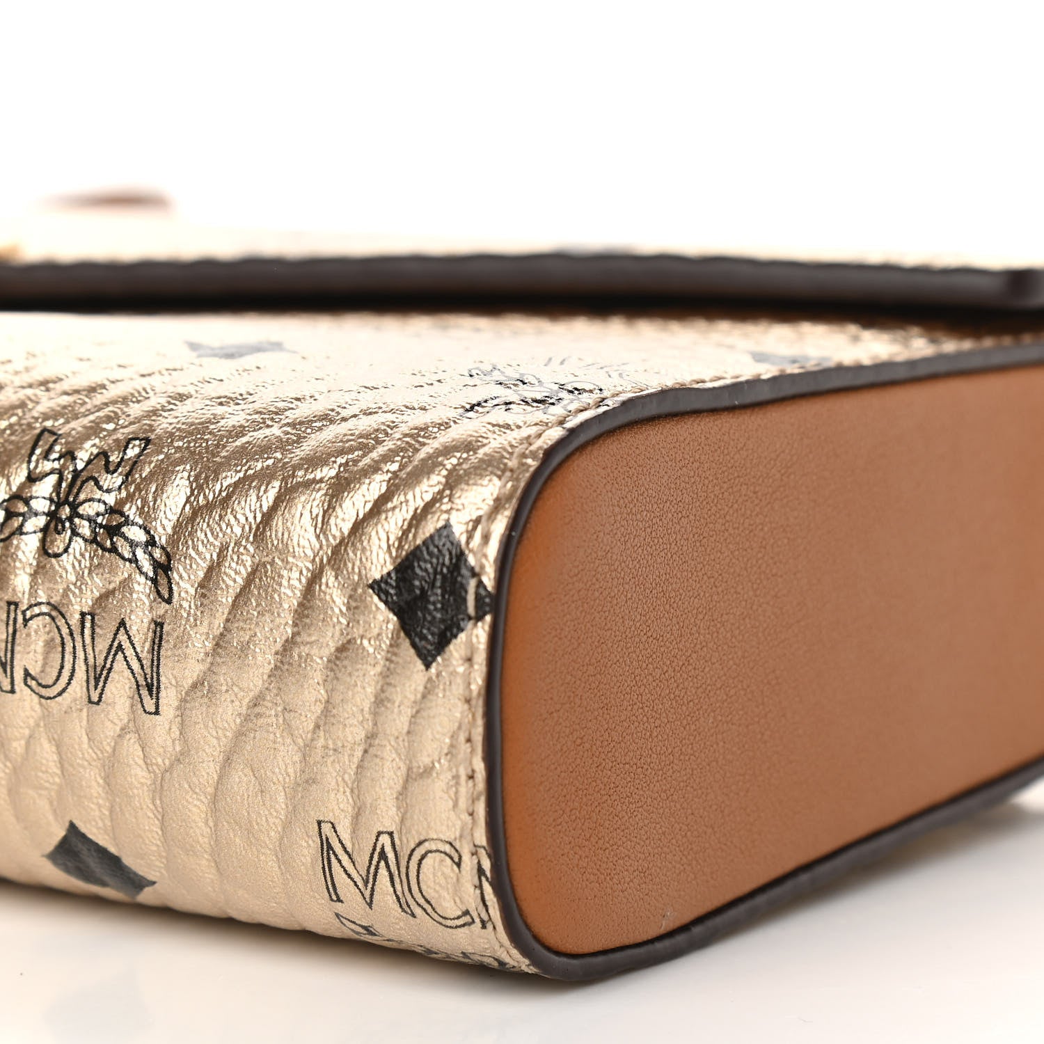 MCM Metallic Visetos Medium Millie Crossbody Bag Berlin Gold 9 of 9