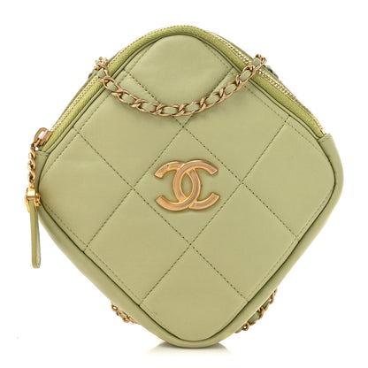 Chanel Lambskin Quilted Diamond Clutch With Chain Light Green 1 of 11