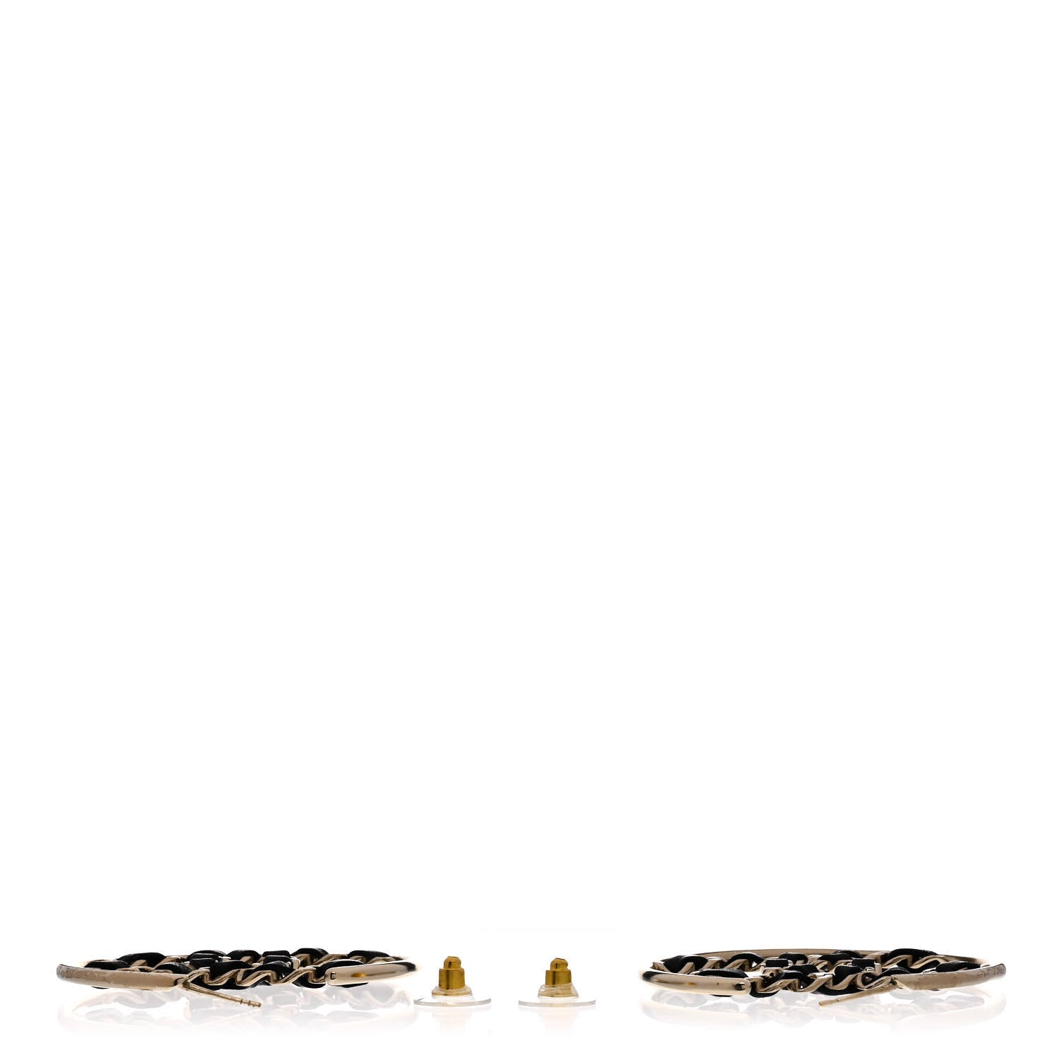 Chanel Lambskin CC Chain Hoop Earrings Black Gold 3 of 5