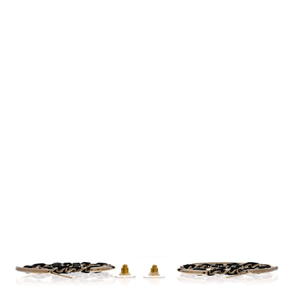 Chanel Lambskin CC Chain Hoop Earrings Black Gold 3 of 5
