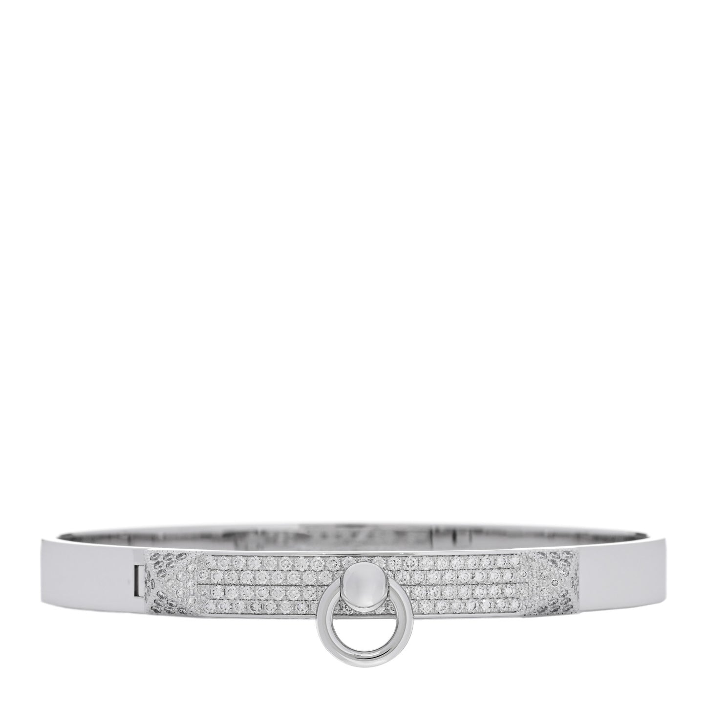 18K White Gold Pave Diamond PM Collier De Chien Bracelet SH