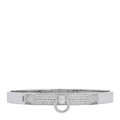 Hermes 18K White Gold Pave Diamond PM Collier De Chien Bracelet SH 1 of 4