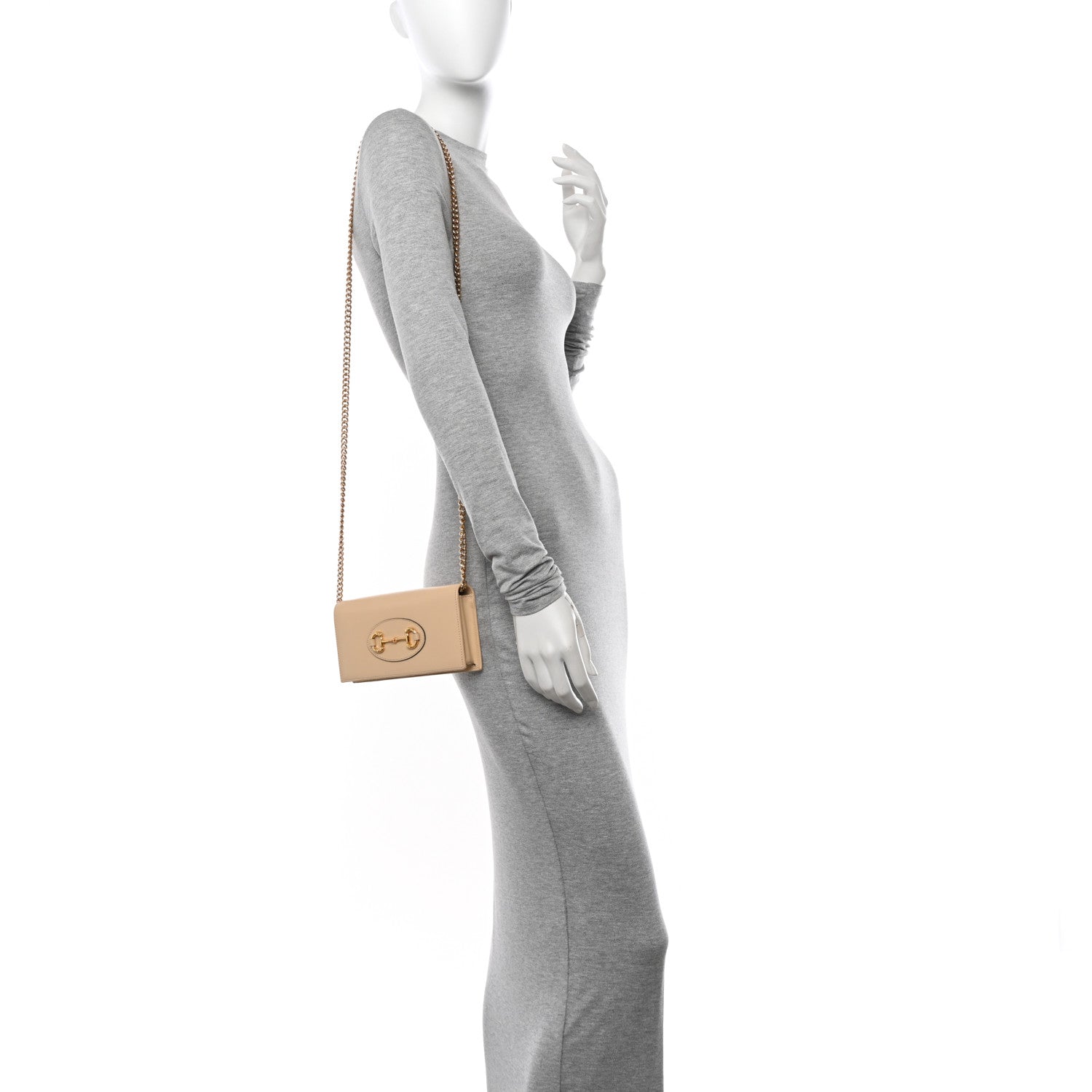 Gucci Boarded Plutone Calfskin Horsebit 1955 Wallet On Chain Bubble Tea 2 of 13