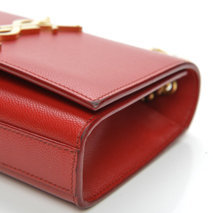 Saint Laurent Grain De Poudre Small Classic Monogram Satchel Vermillion 8 of 9