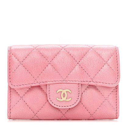 Chanel Cloudy Pearly Goatskin Quilted Flap Card Holder Wallet Light Pink 1 of 8