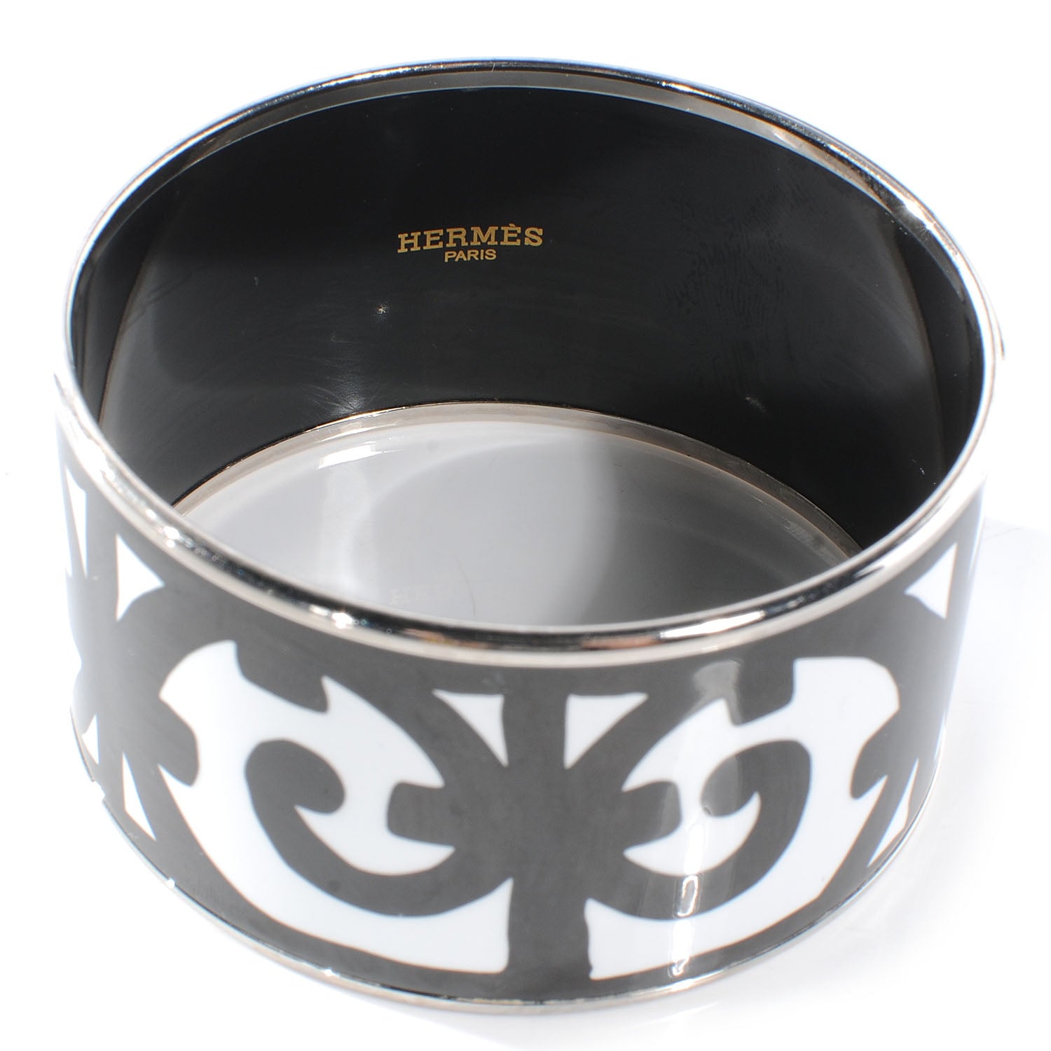 Hermes Enamel Printed Extra Wide Balcons du Guadalquivir Bracelet 65 Black 4 of 5