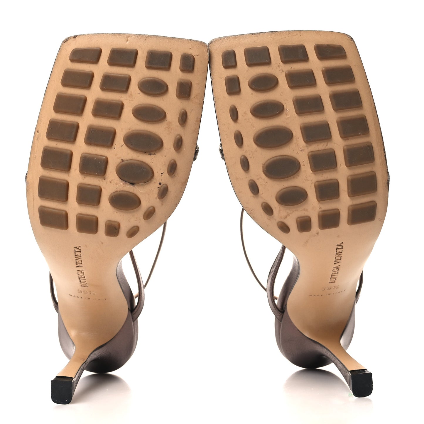 Metallic Lambskin Stretch Multi Strap 90mm Sandals 39.5 Fondant