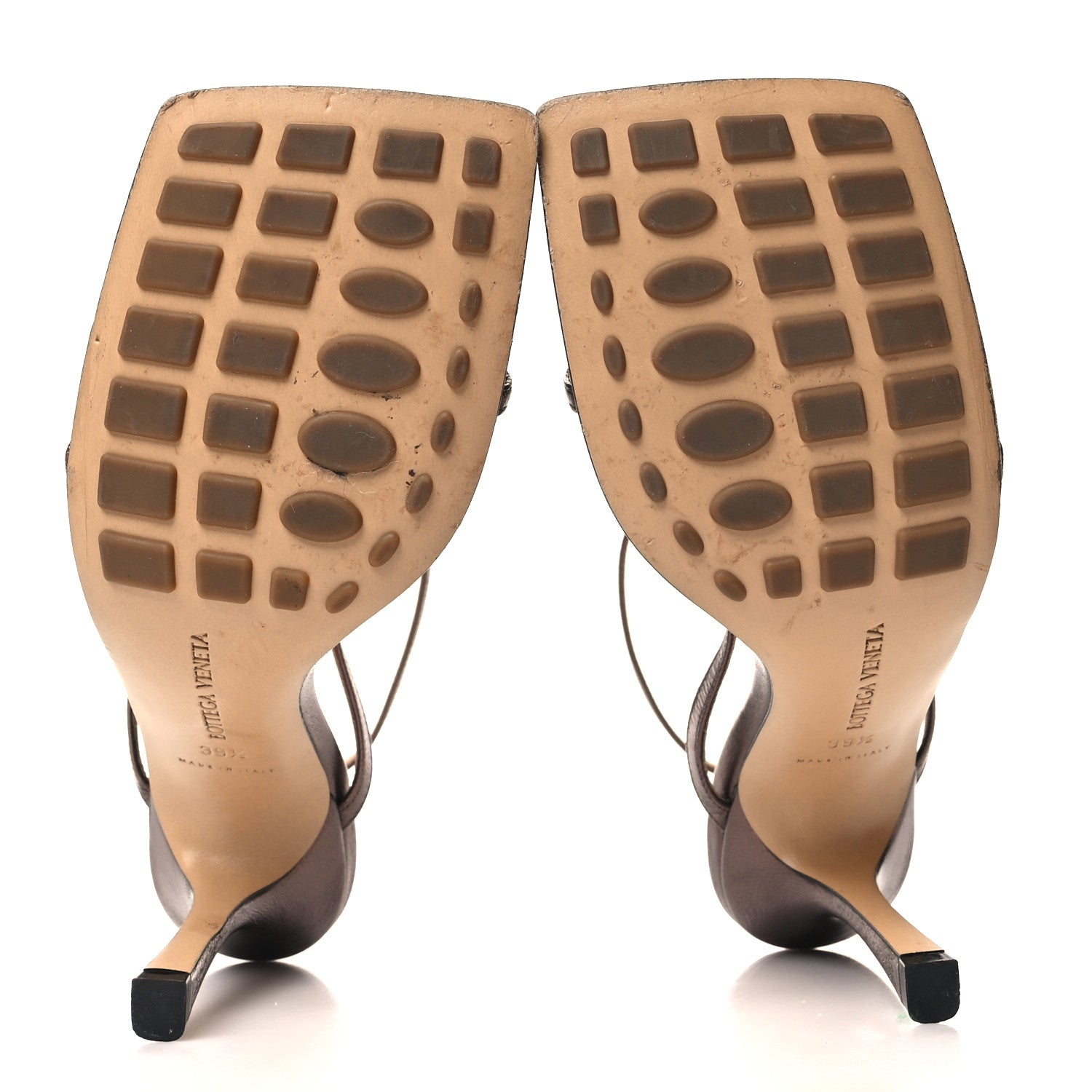 Bottega Veneta Metallic Lambskin Stretch Multi Strap 90mm Sandals 39.5 Fondant 5 of 9