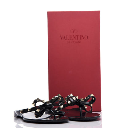 Valentino Garavani PVC Jelly Rockstud Bow Thong Sandals 40 Black 10 of 10
