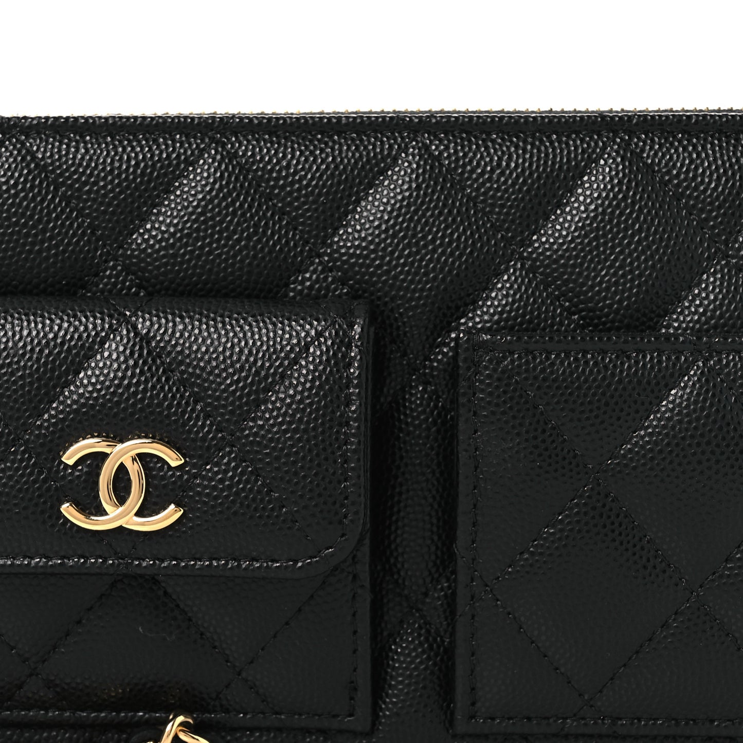 Caviar Quilted Polly Pocket Pouch Black