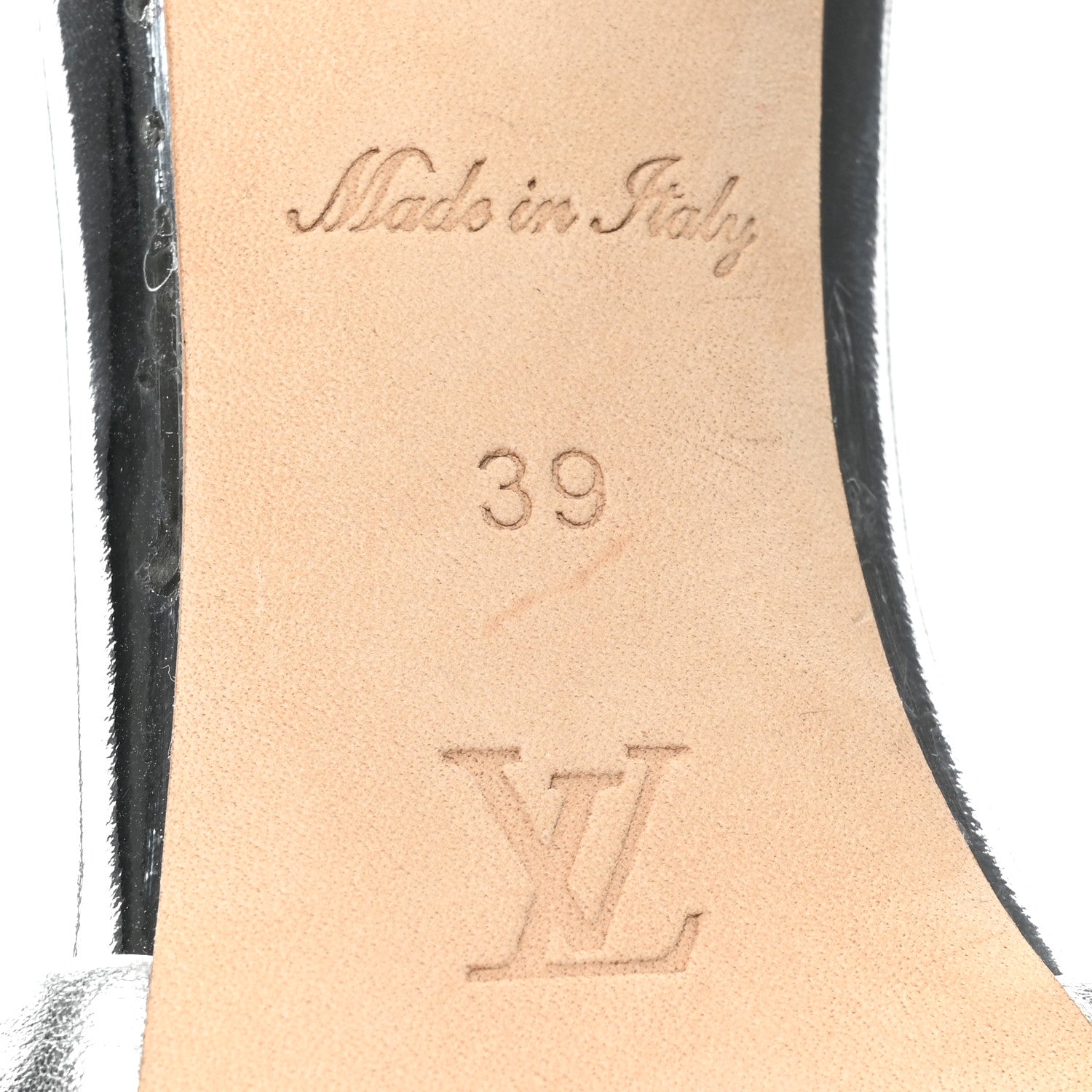 Louis Vuitton Metallic Lambskin Embossed Monogram Revival High Heel Mules 39 Silver 6 of 9