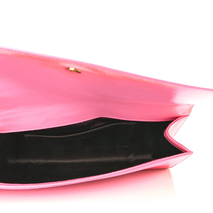 Saint Laurent Textured Patent Monogram Large Belle De Jour Clutch Pink 5 of 12