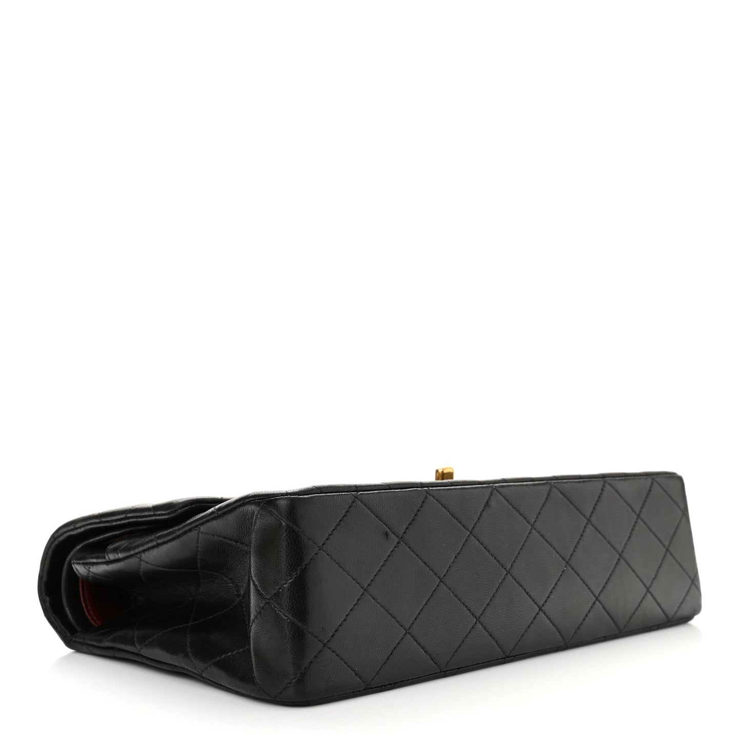 Lambskin Quilted Medium Double Flap Black