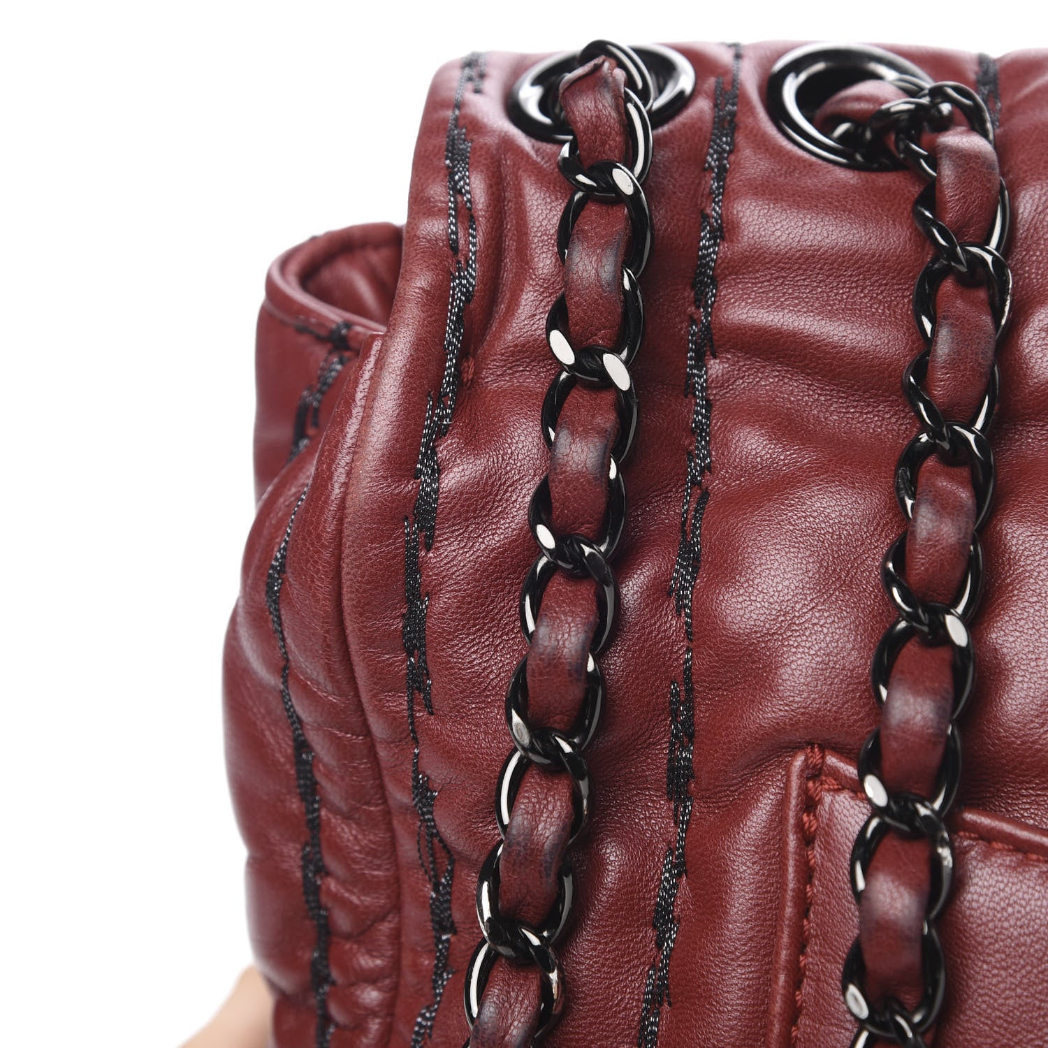 Chanel Lambskin Vertical Stitch Jumbo Single Flap Dark Red 13 of 15