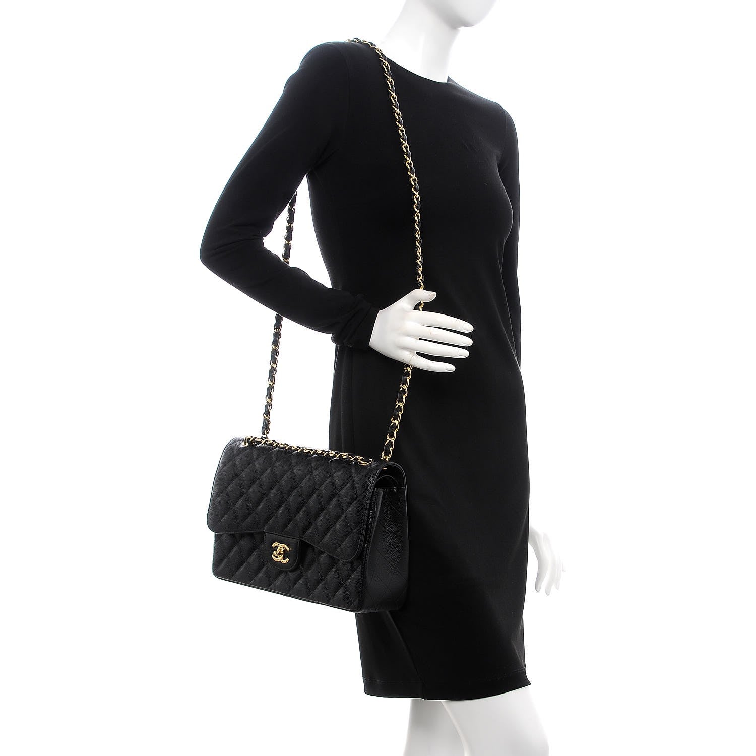 Chanel Caviar Quilted Jumbo Double Flap Black 2 of 8