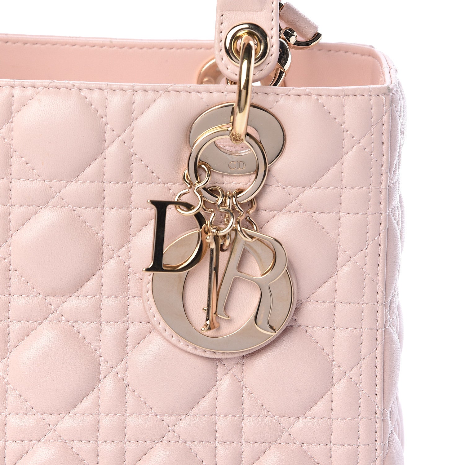 Christian Dior Lambskin Cannage Medium Lady Dior Light Pink 14 of 15