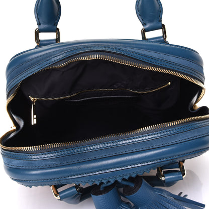Burberry Haymarket Check Suede Prorsum Tassel Bowling Bag Blue 4 of 6