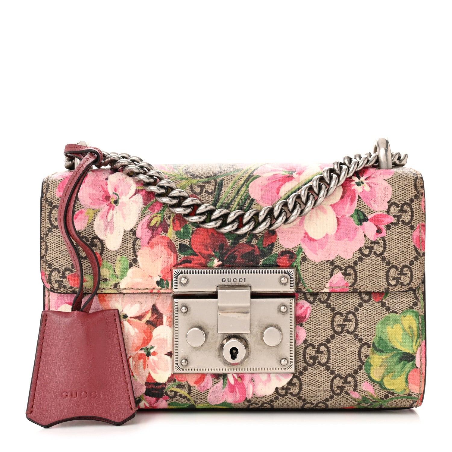 Gucci GG Supreme Monogram Blooms Small Padlock Shoulder Bag Beige Multicolor Dry Rose 1 of 11