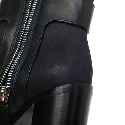 Chanel Calfskin Patent Cap Toe Short Ankle Boots 38 Navy Black 10 of 17