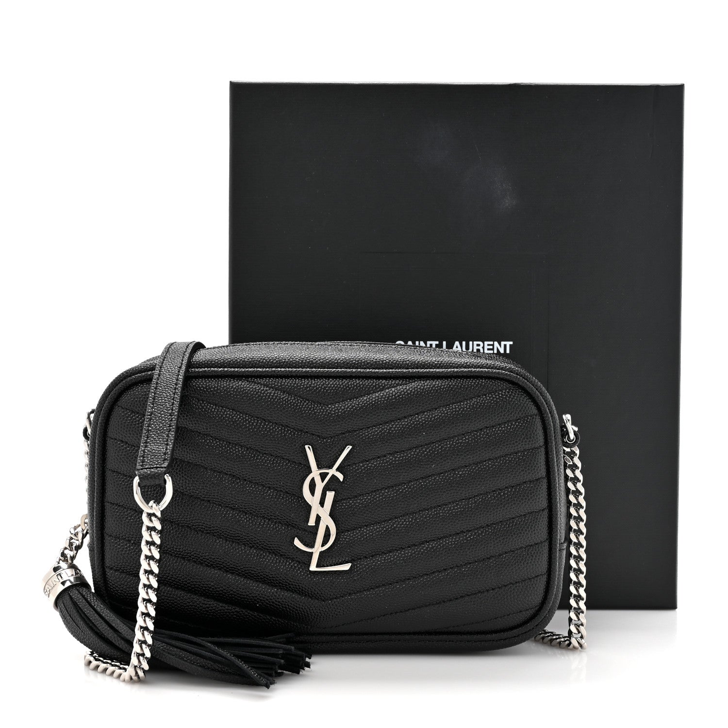 Saint Laurent Grain De Poudre Matelasse Monogram Mini Lou Camera Bag Black 11 of 11