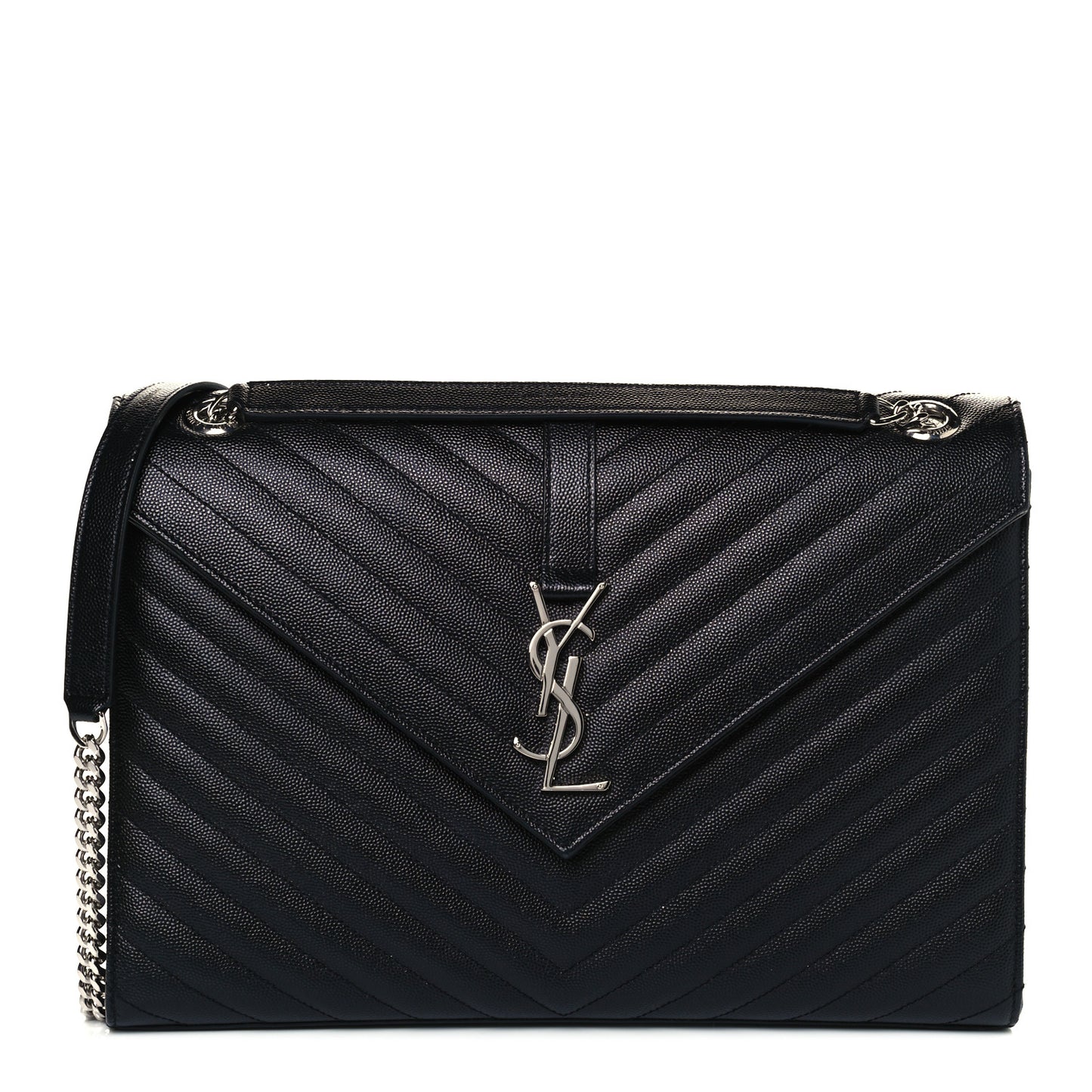 Grain De Poudre Matelasse Chevron Large Monogram Satchel Black