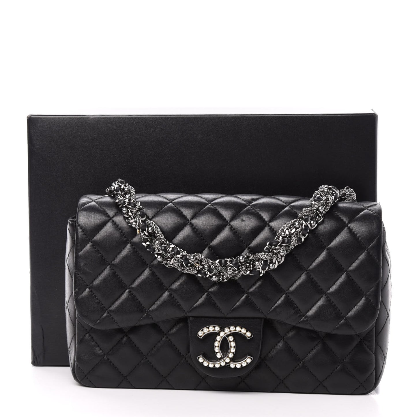 Lambskin Quilted Medium Westminster Pearl Flap Black