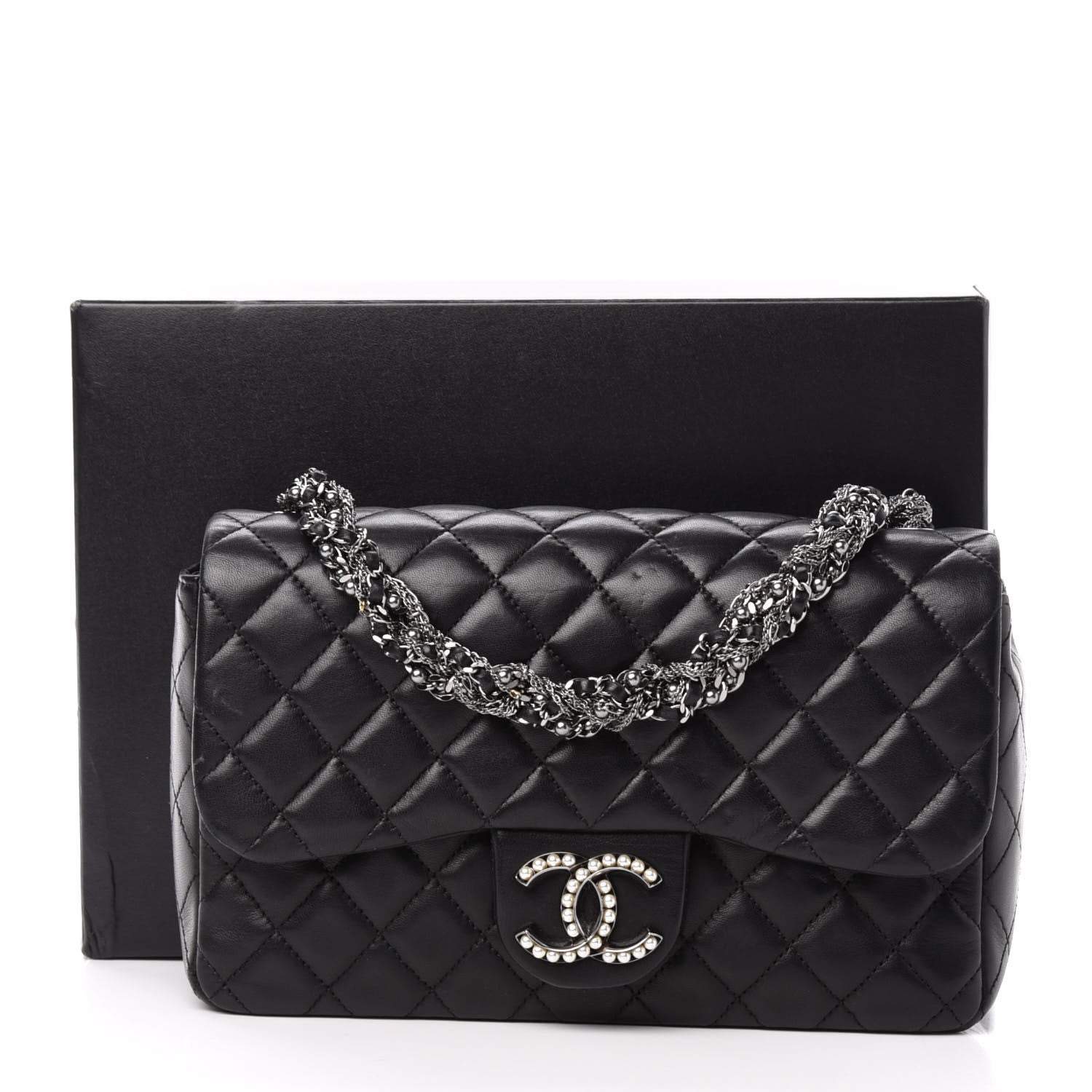 Chanel Lambskin Quilted Medium Westminster Pearl Flap Black 14 of 14