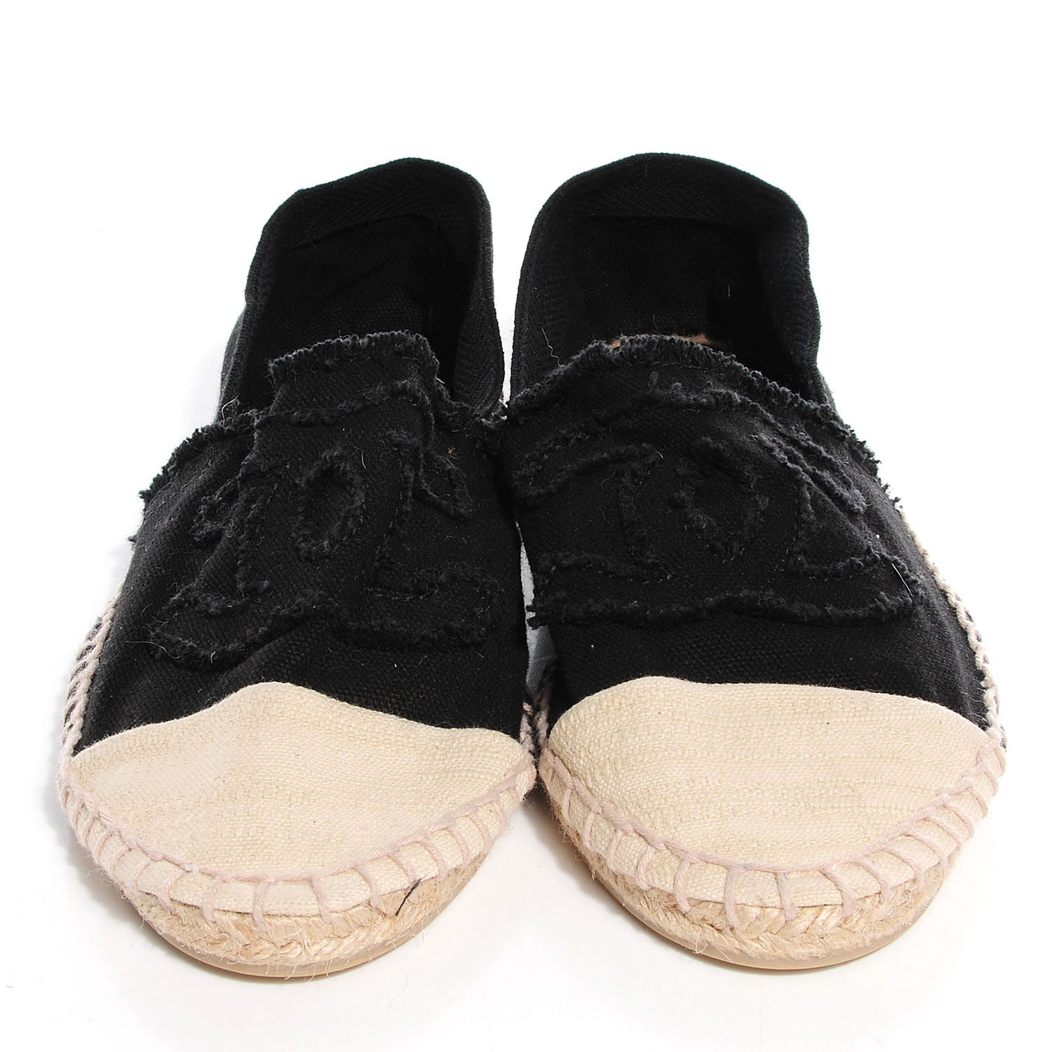 Chanel Toile CC Espadrilles Black Beige 39 2 of 7