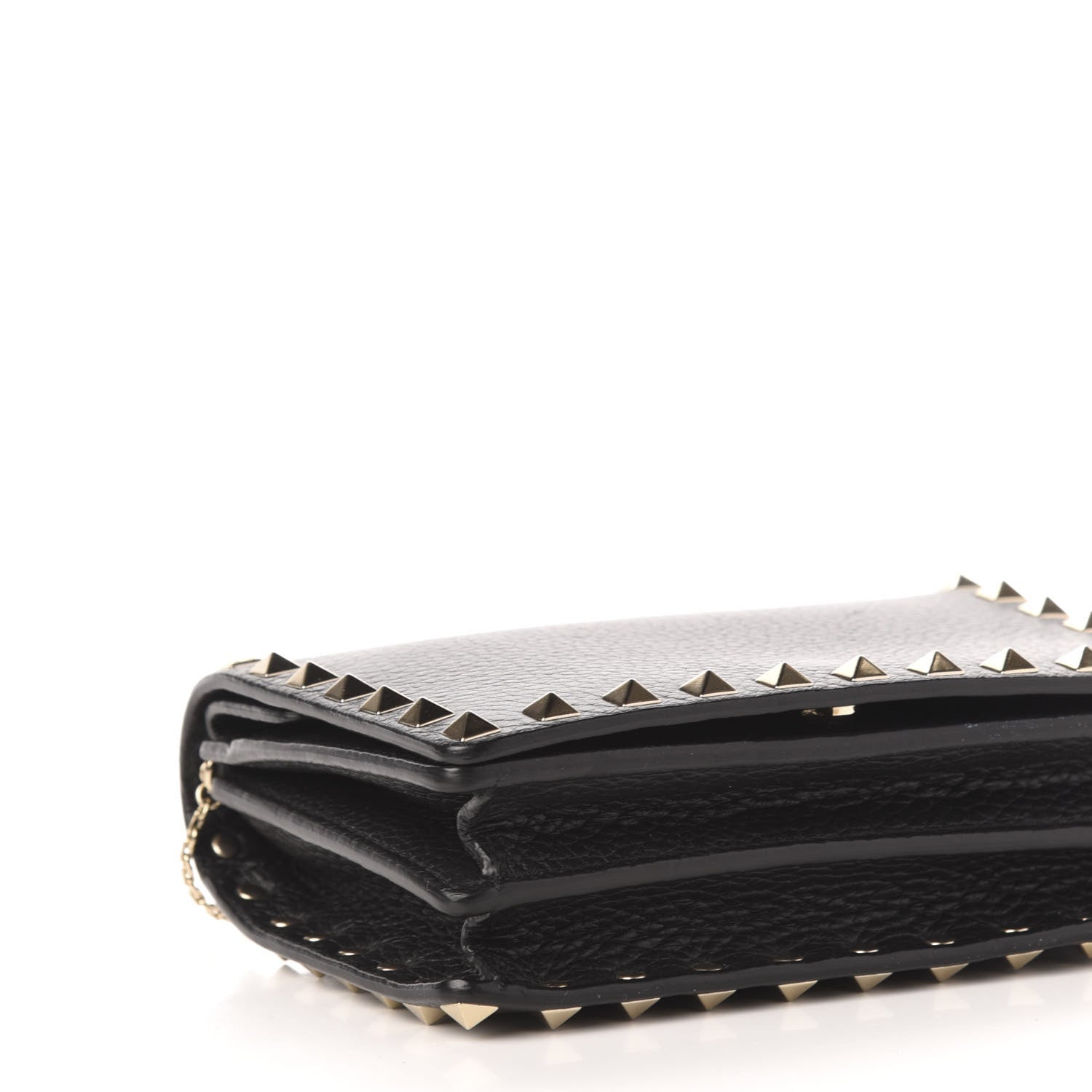 Valentino Garavani Pebbled Calfskin Rockstud Wallet on Chain Black 8 of 11