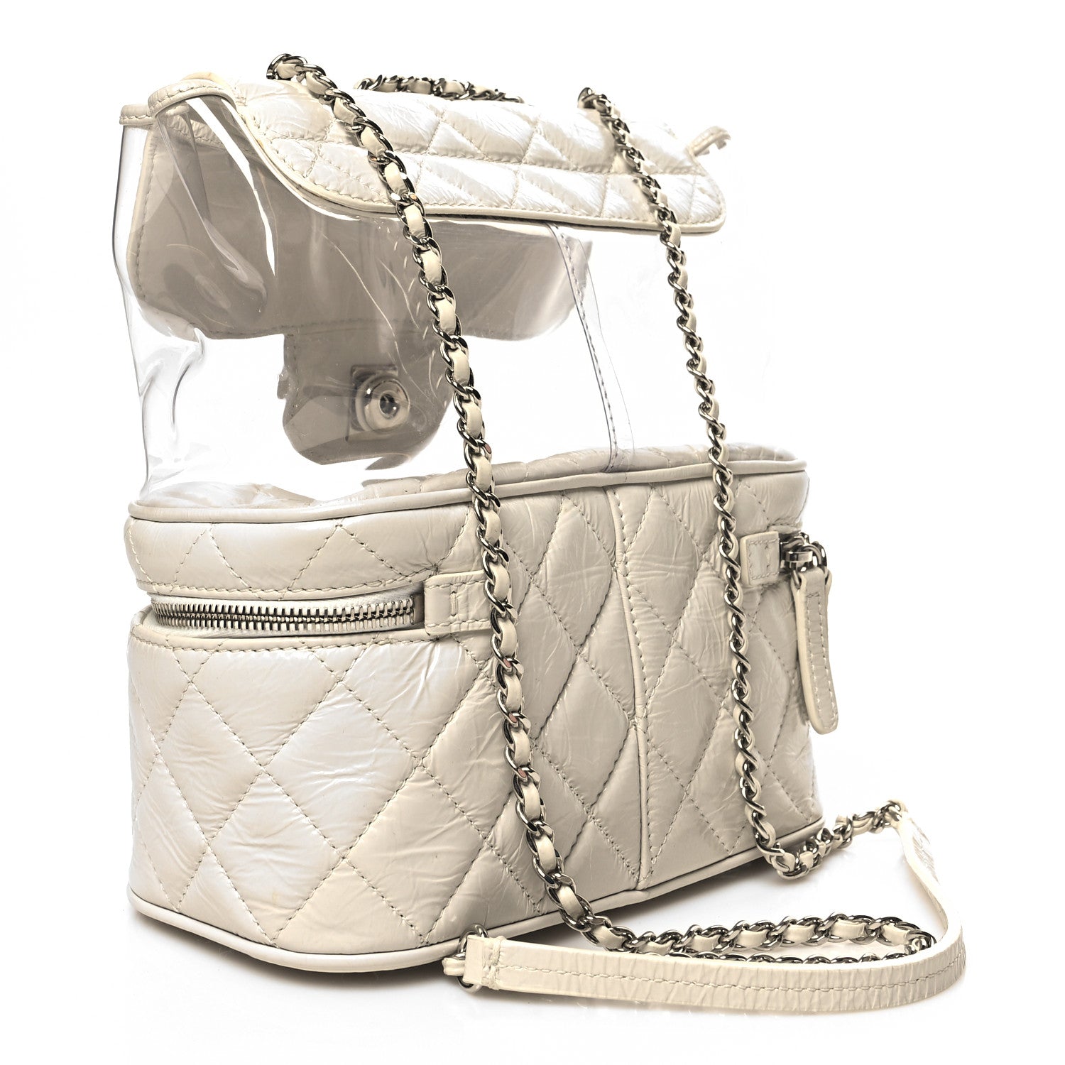 Chanel Crumpled Calfskin PVC Quilted Flap White 3 of 11