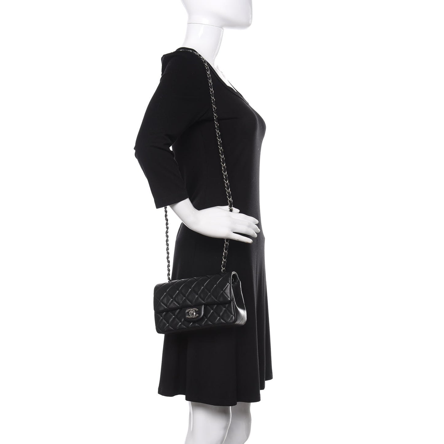 Lambskin Quilted Mini Rectangular Flap Black