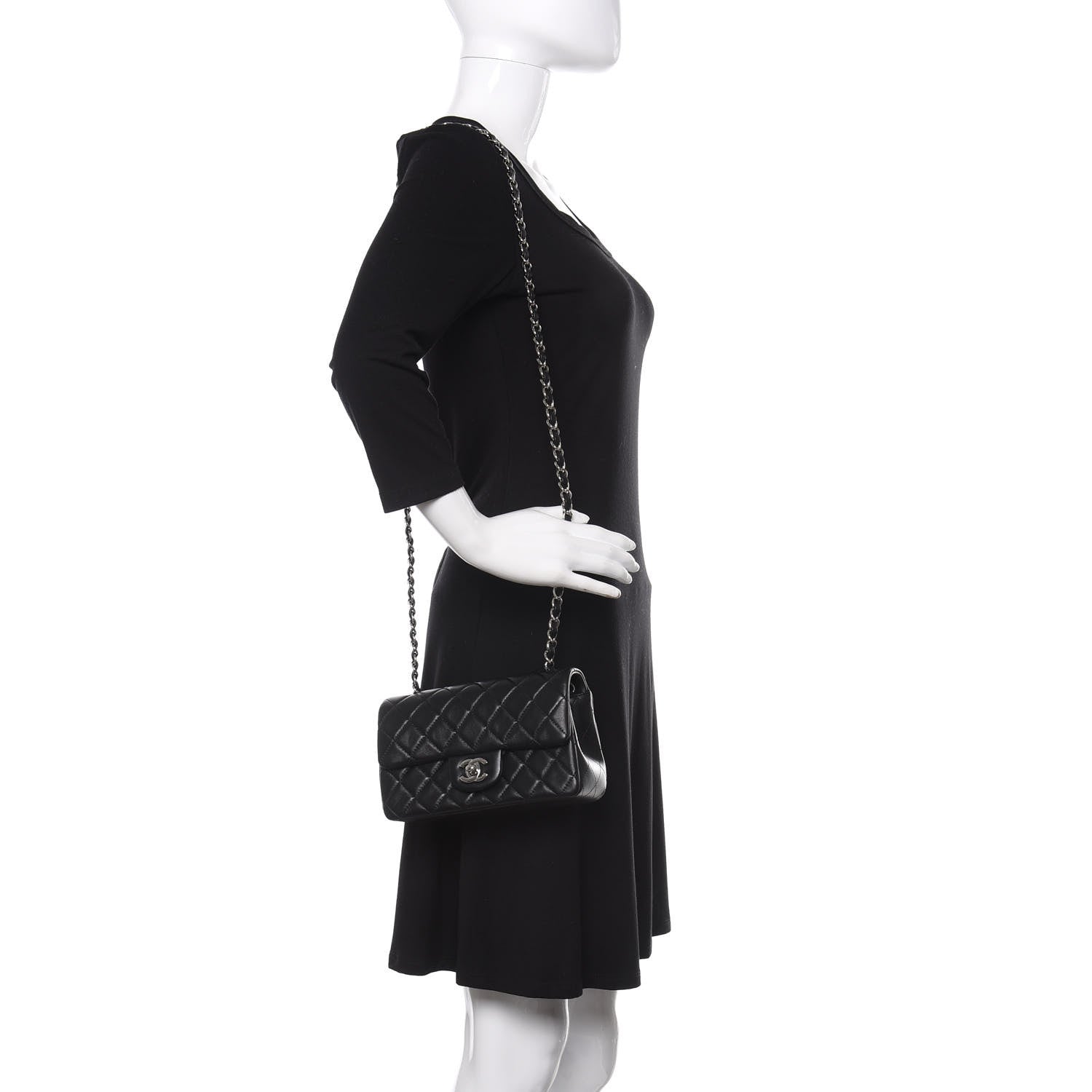 Chanel Lambskin Quilted Mini Rectangular Flap Black 2 of 13