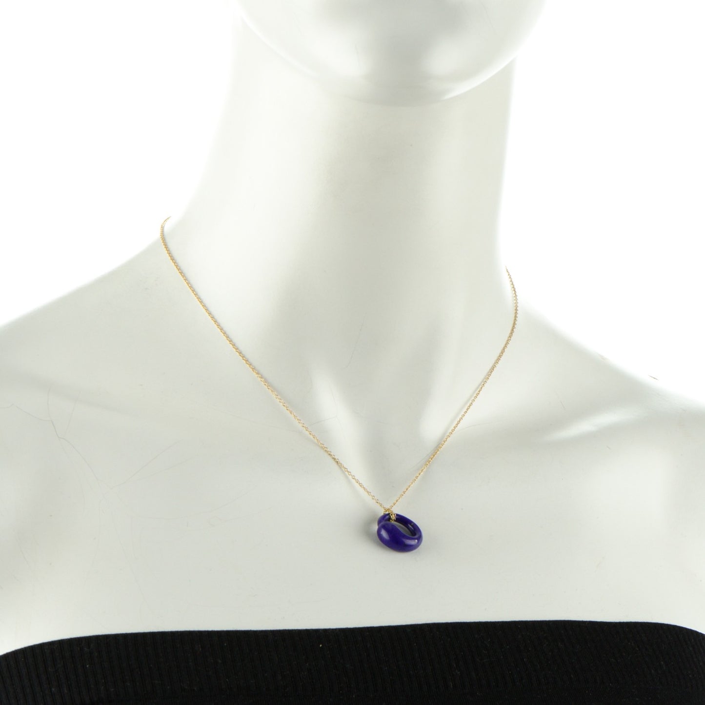 18K Yellow Gold Lapis Lazuli Elsa Peretti Eternal Circle Pendant Necklace