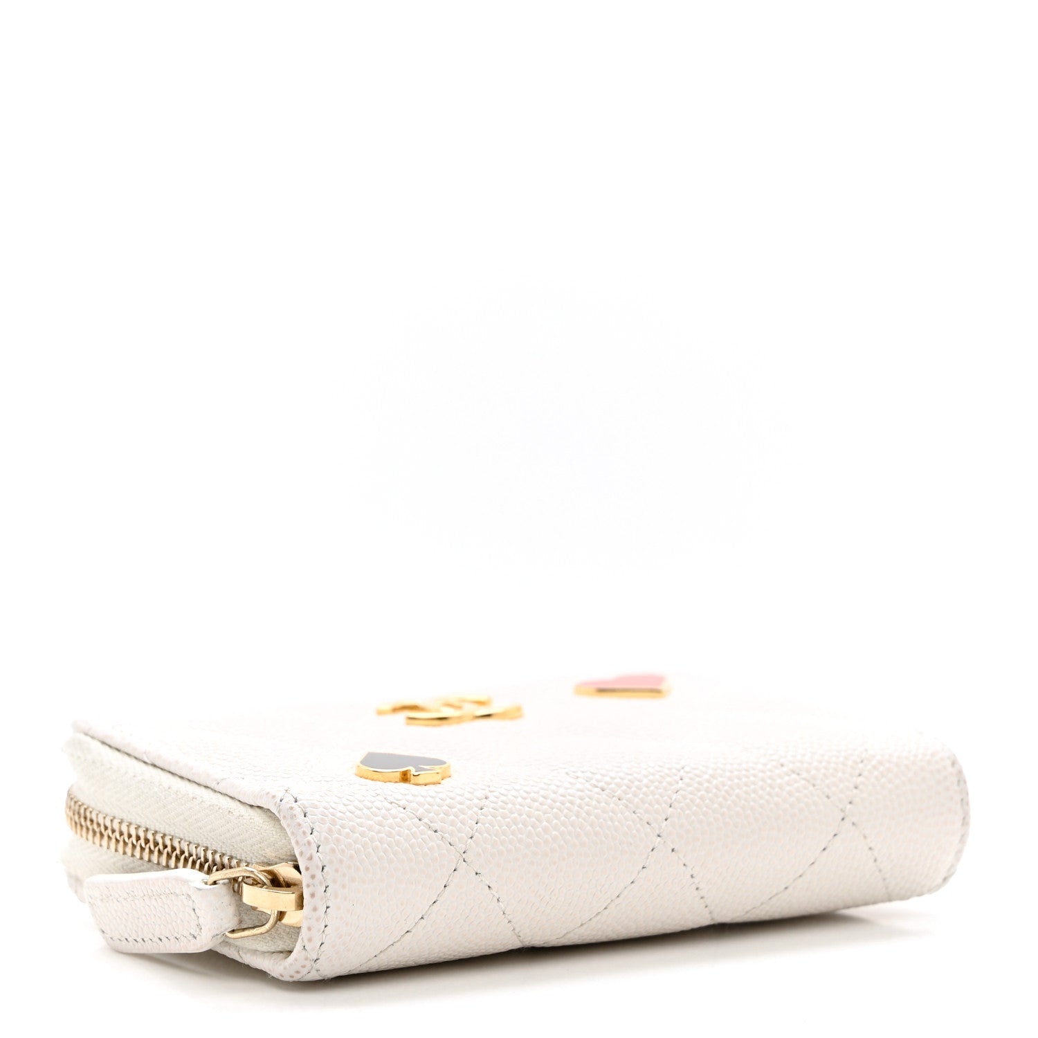 Chanel Caviar Enamel Coco Casino Quilted Zip Coin Purse White 4 of 8