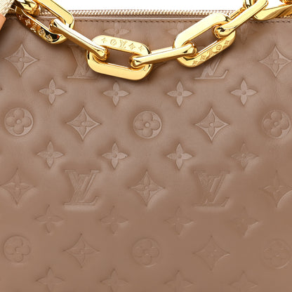 Louis Vuitton Lambskin Embossed Monogram Coussin MM Taupe 9 of 11